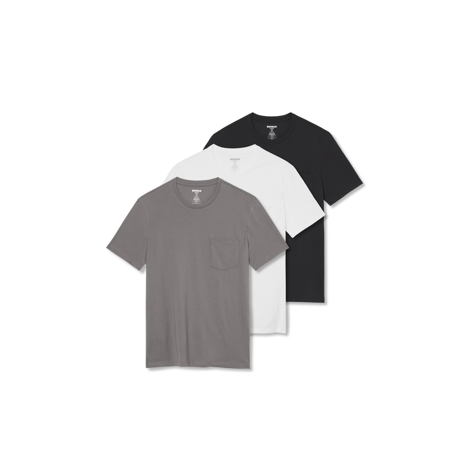 Men's Pima Cotton Pocket Crew Neck T-Shirt 3-Pack - Boulder White Black Mix L
