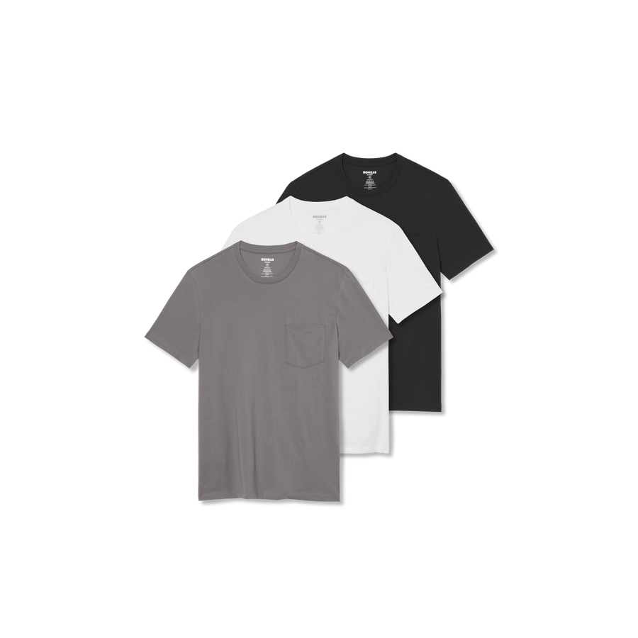 Men's Pima Cotton Pocket Crew Neck T-Shirt 3-Pack - Easy Layer Cut