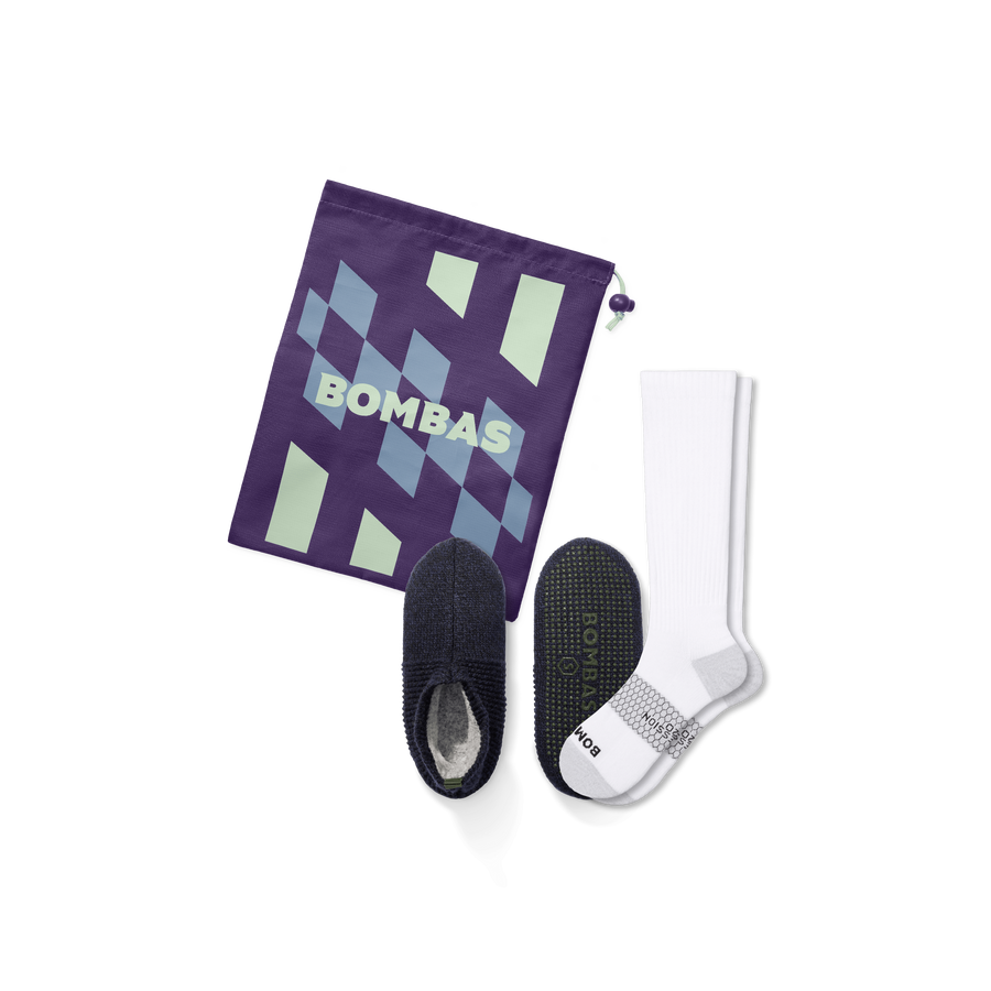Men's Travel Compression Sock and Gripper Slipper 2-Pack - Training Ready