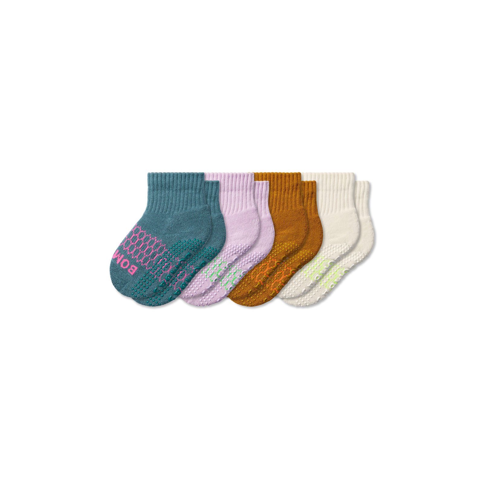 Toddler Solids Gripper Calf Sock Butterscotch White Mix 4-Pack L
