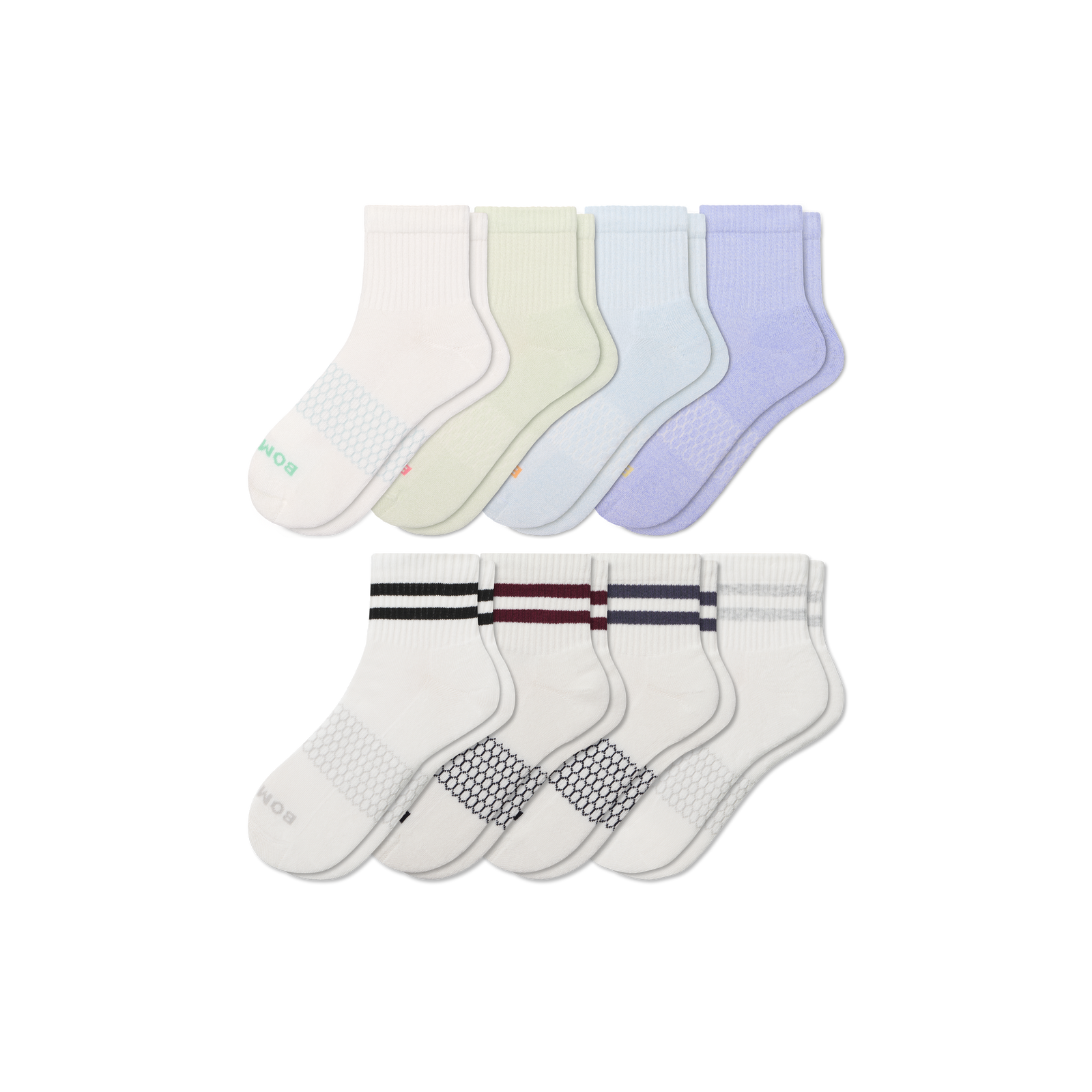 Women's Quarter Sock 8-Pack - cloud stripes mix L