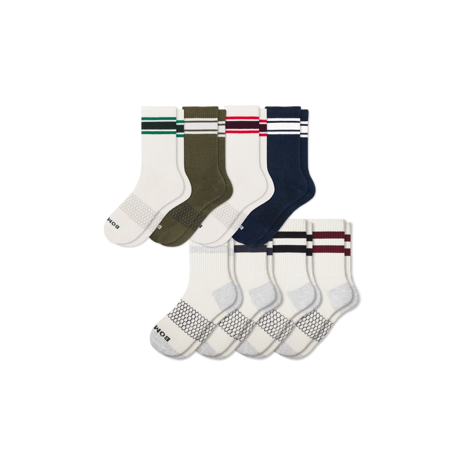 Men's Vintage Stripes Half Calf Sock 8-Pack - Daily Everyday Pair