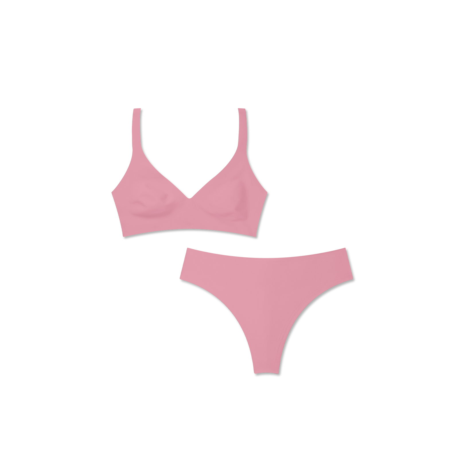 Womenâ€™s No Show Plunge Bralette + Thong Pack - Dried Rose L