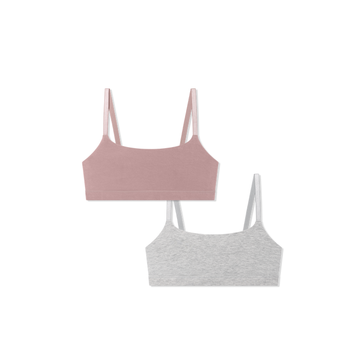 Women's Super Soft Scoop Bralette 2-Pack - Dusty Mauve x Varsity Heather Grey L