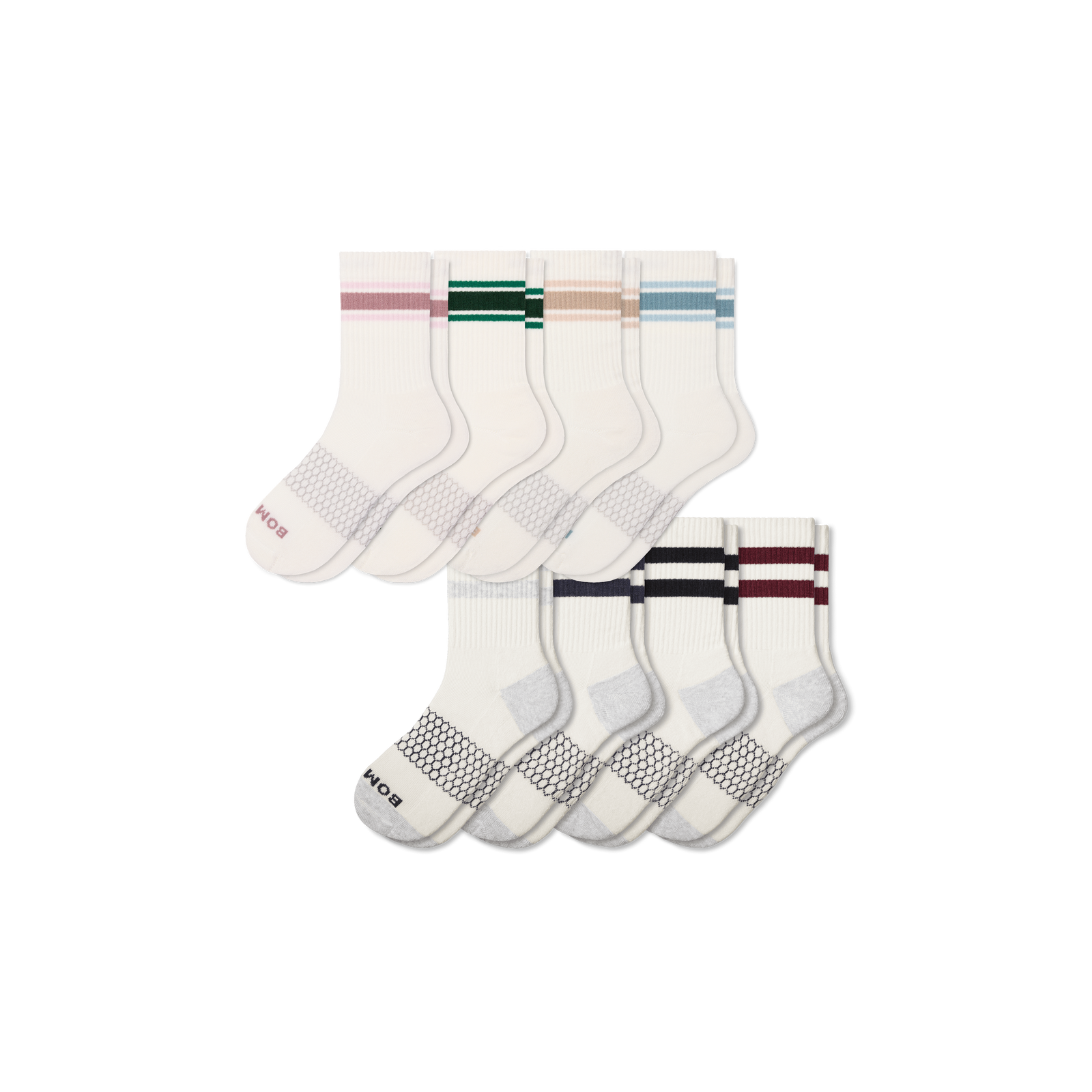 Women's Vintage Stripes Half Calf Sock 8-Pack - Fawn Neutrals Mix L