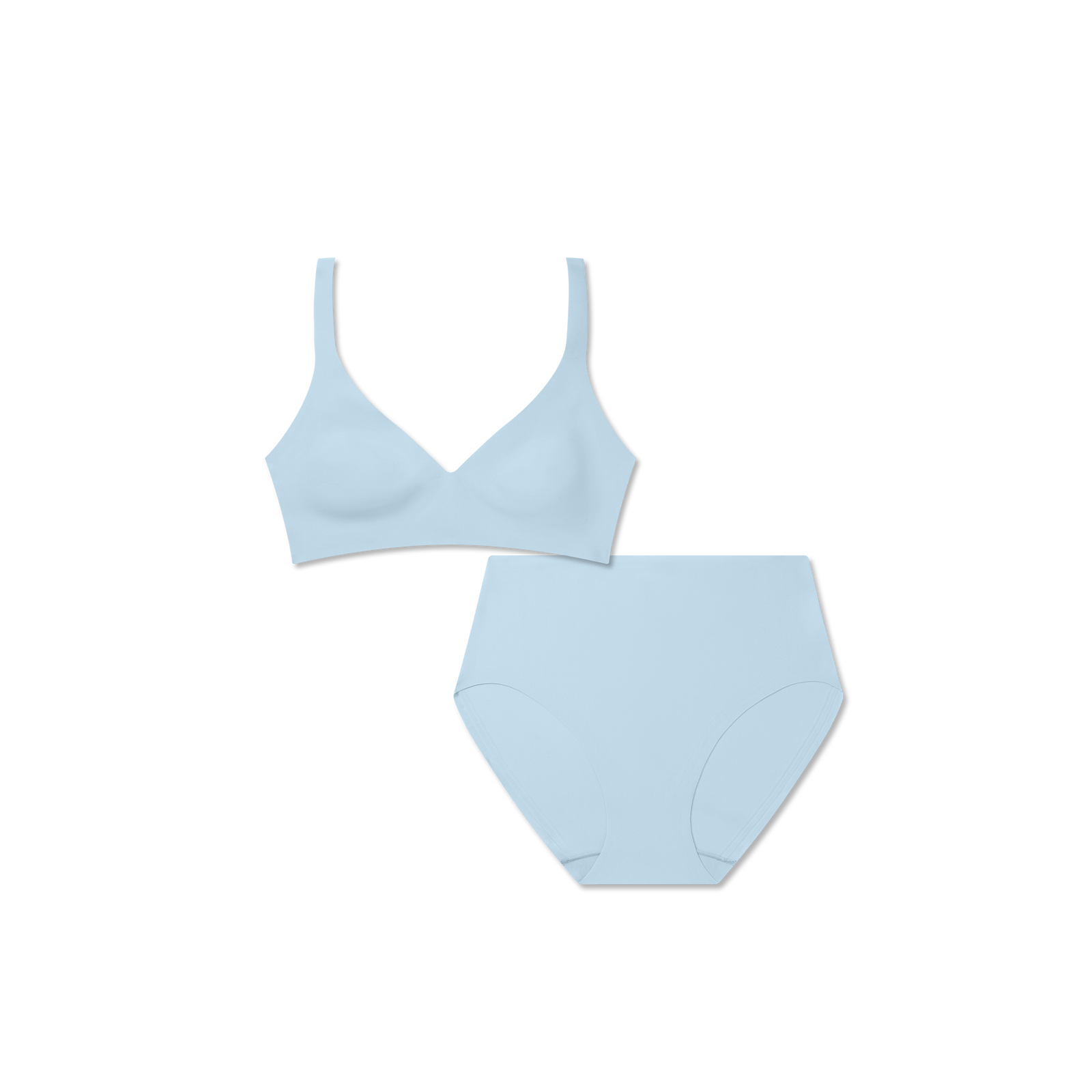 No Show Plunge Bralette + High Rise Brief - Glacier Blue L