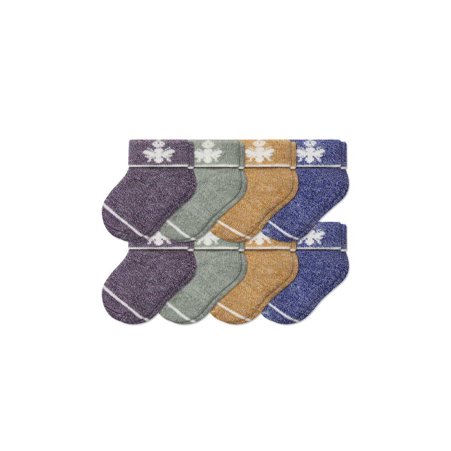 Baby Merino Wool Blend Calf Sock 8-Pack (0-6 Months) - Breathable Lounge Pair
