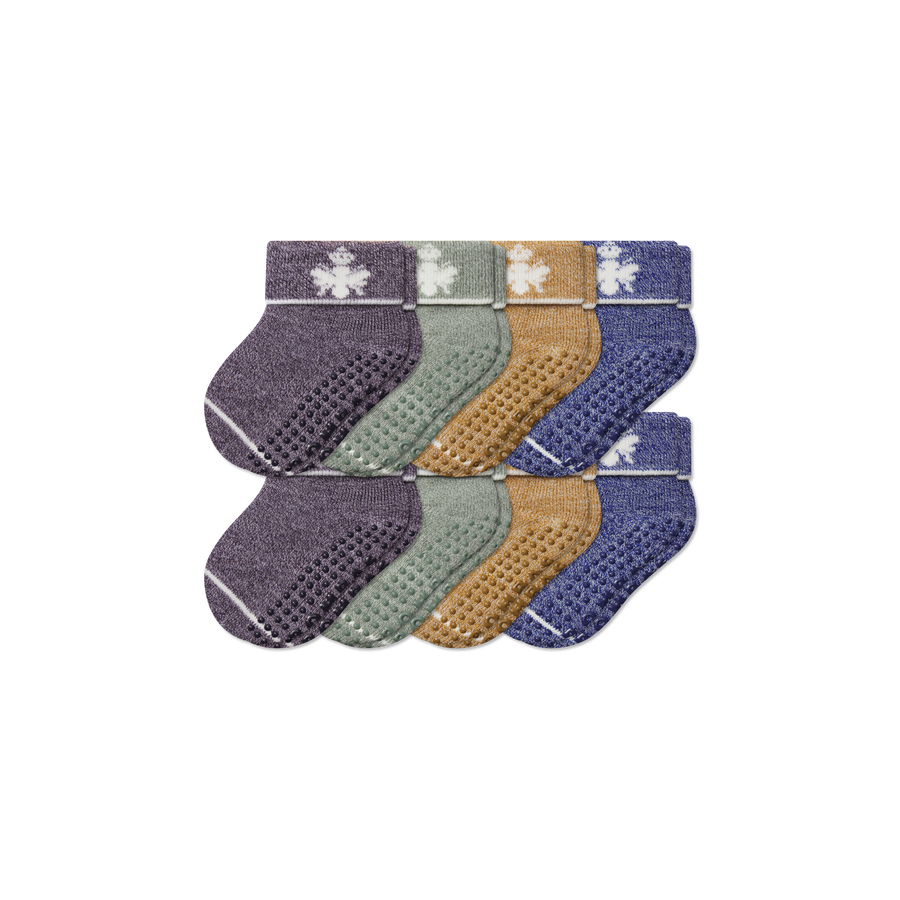 Baby Merino Wool Blend Gripper Calf Sock 8-Pack (6-12 Months) - Breathable Crew Rotation