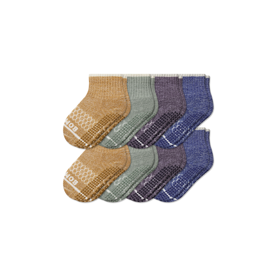 Toddler Merino Wool Blend Gripper Calf Sock 8-Pack - Everyday Run Move