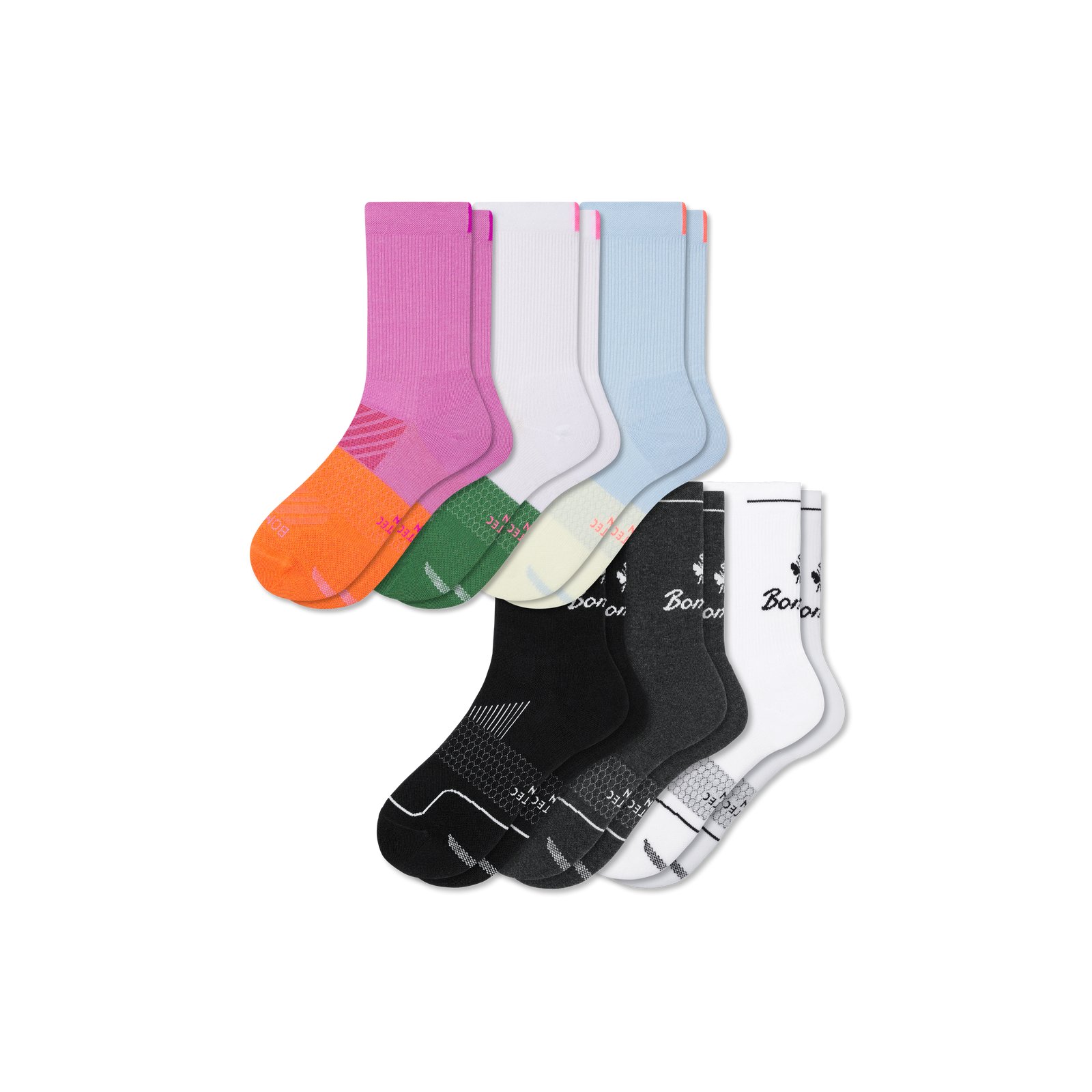 Women's Running Half Calf Sock 6-Pack - grey indigo mix