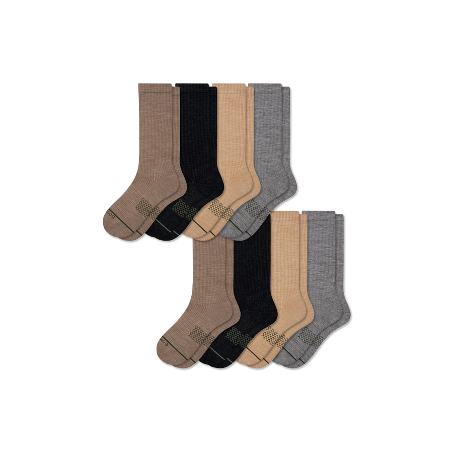 Men's Merino Wool Blend Modern Rib Calf Sock 8-Pack - Soft Office Fit
