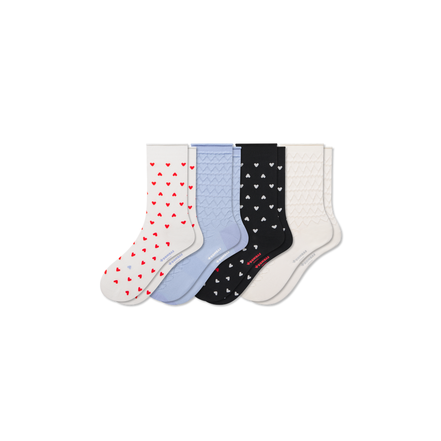 Women’s Hearts Half Calf Sock 4-Pack - Light Studio Rotation