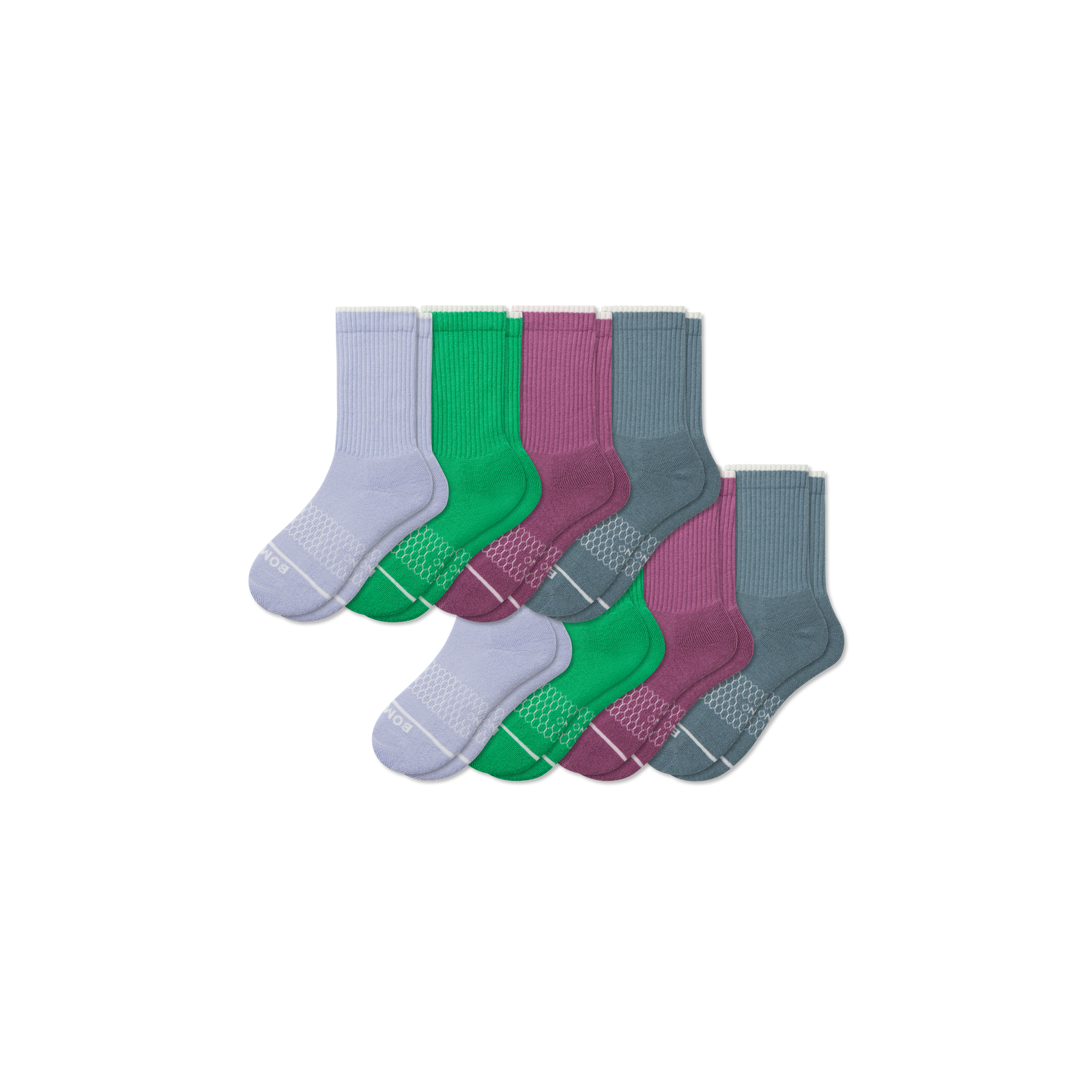 Youth Merino Wool Blend Calf Sock 8-Pack - Jungle Blue Mix