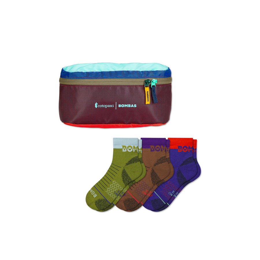 Men's Merino Wool Blend Hiking Quarter Sock 3-Pack & Cotopaxi Fanny Pack - Smart Stash Choice