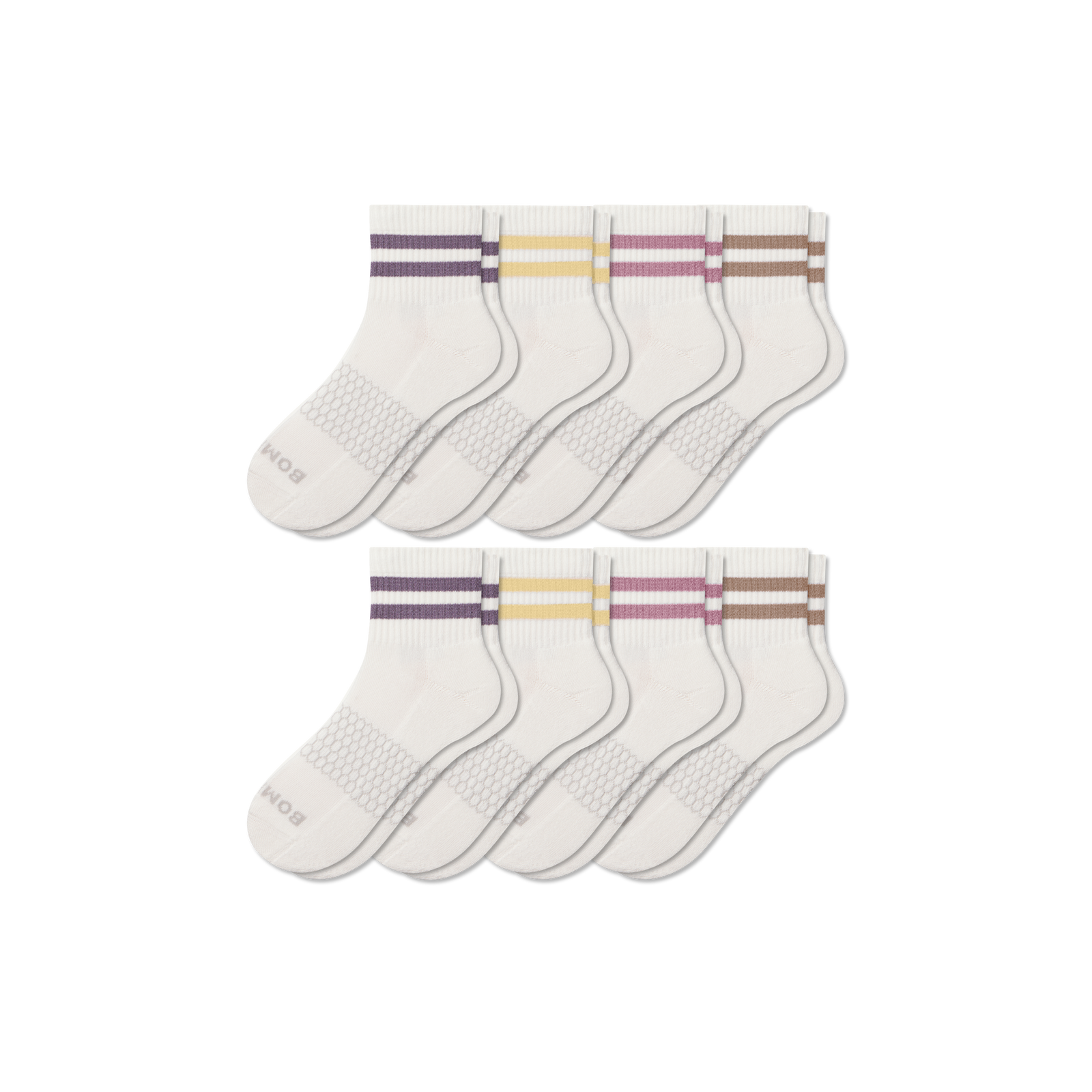 Women's Vintage Stripes Quarter Sock 8-Pack - Meringue Rose Mix L