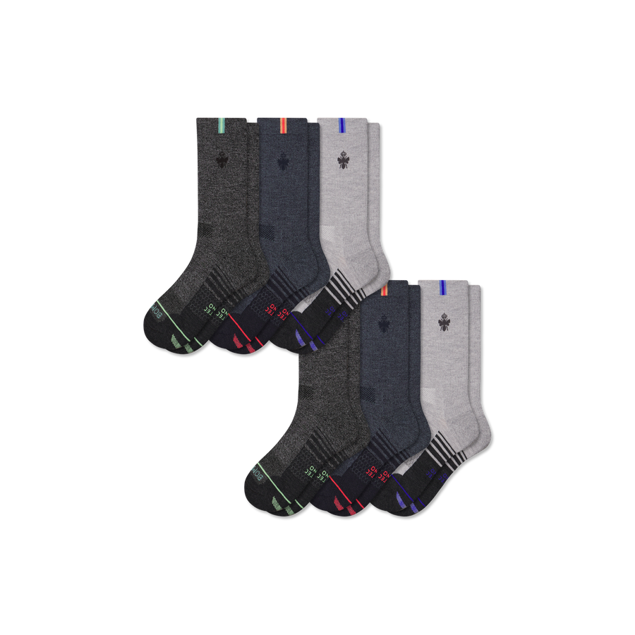 Women's Merino Wool Blend Run Calf Sock 6-Pack - Cozy Office Cushion