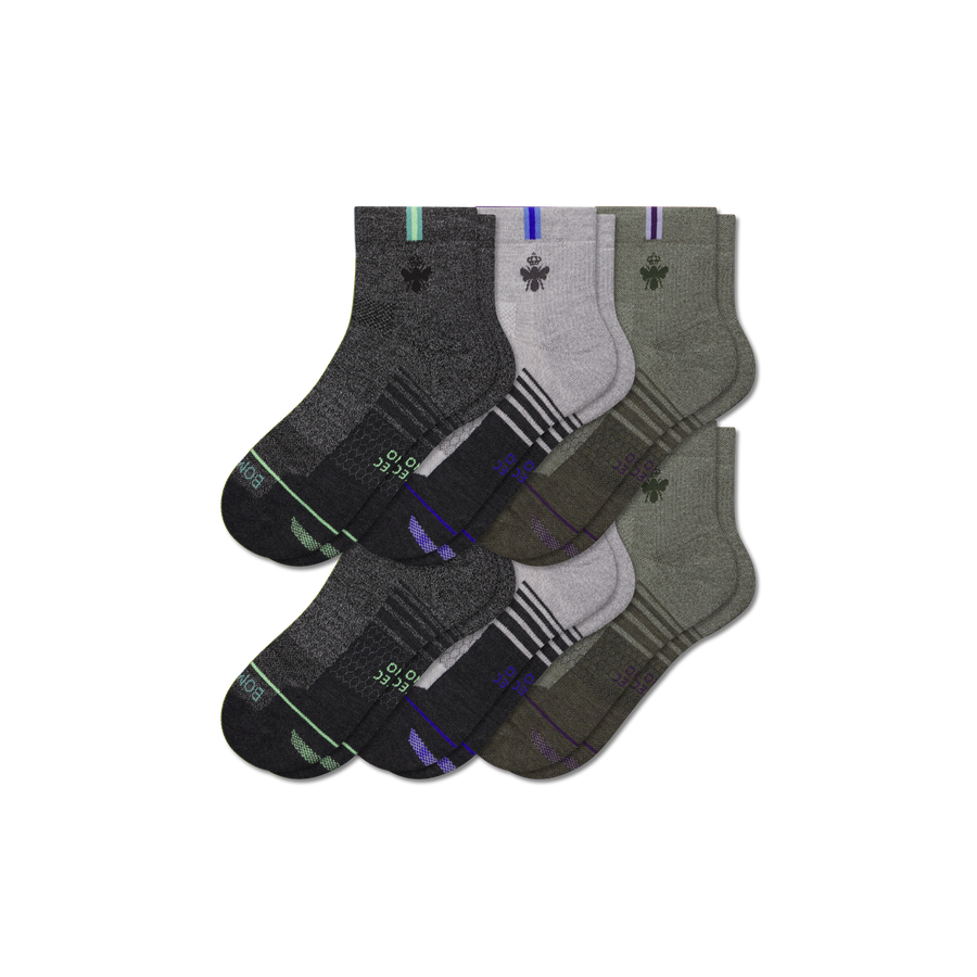 Women's Merino Wool Blend Run Quarter Sock 6-Pack - Weekend Travel Wear