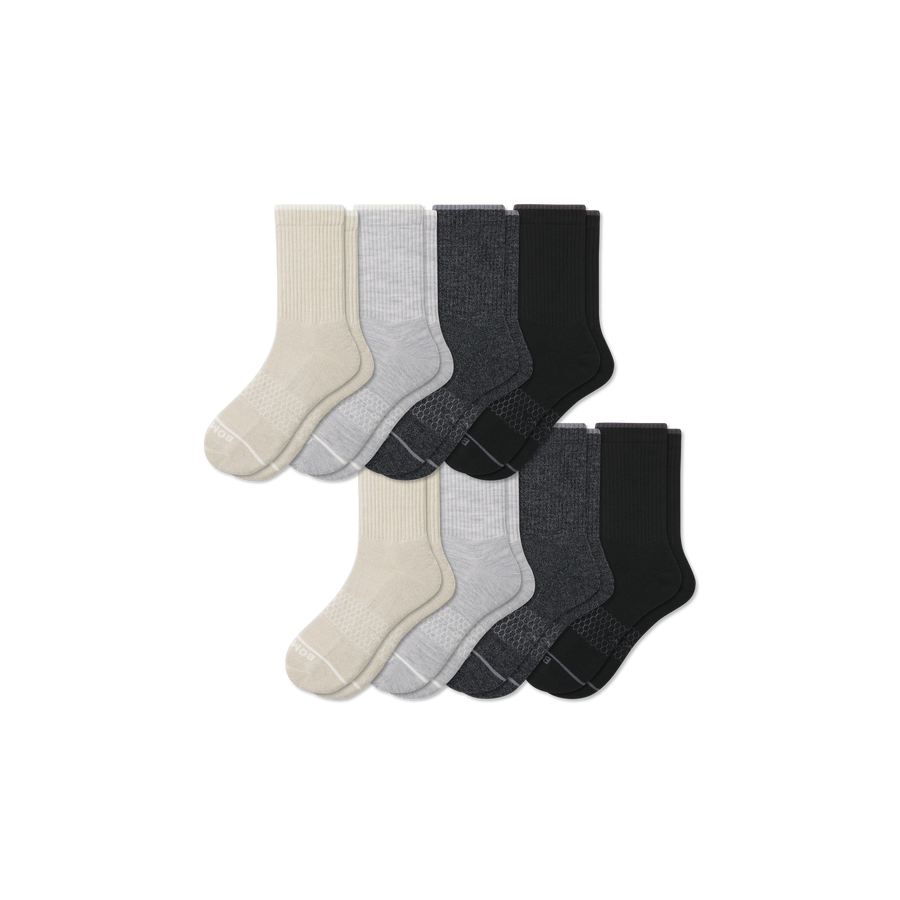 Men's Merino Wool Blend Half Calf Sock 8-Pack - Cushion Ankle Comfort