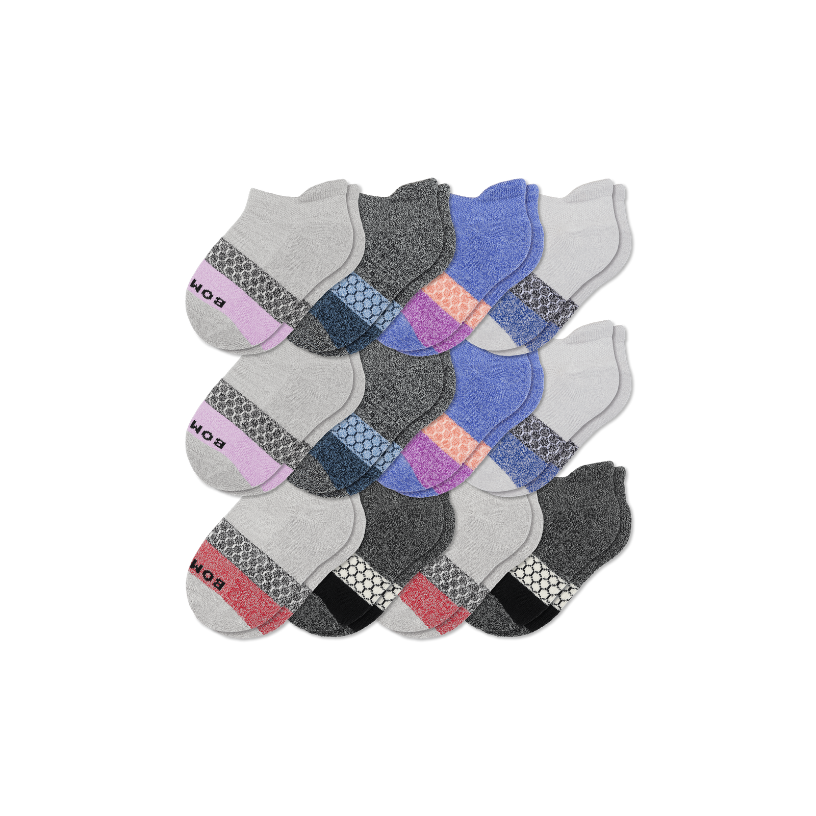 Junior Tri-Block Ankle Sock 12-Pack - Mixed L