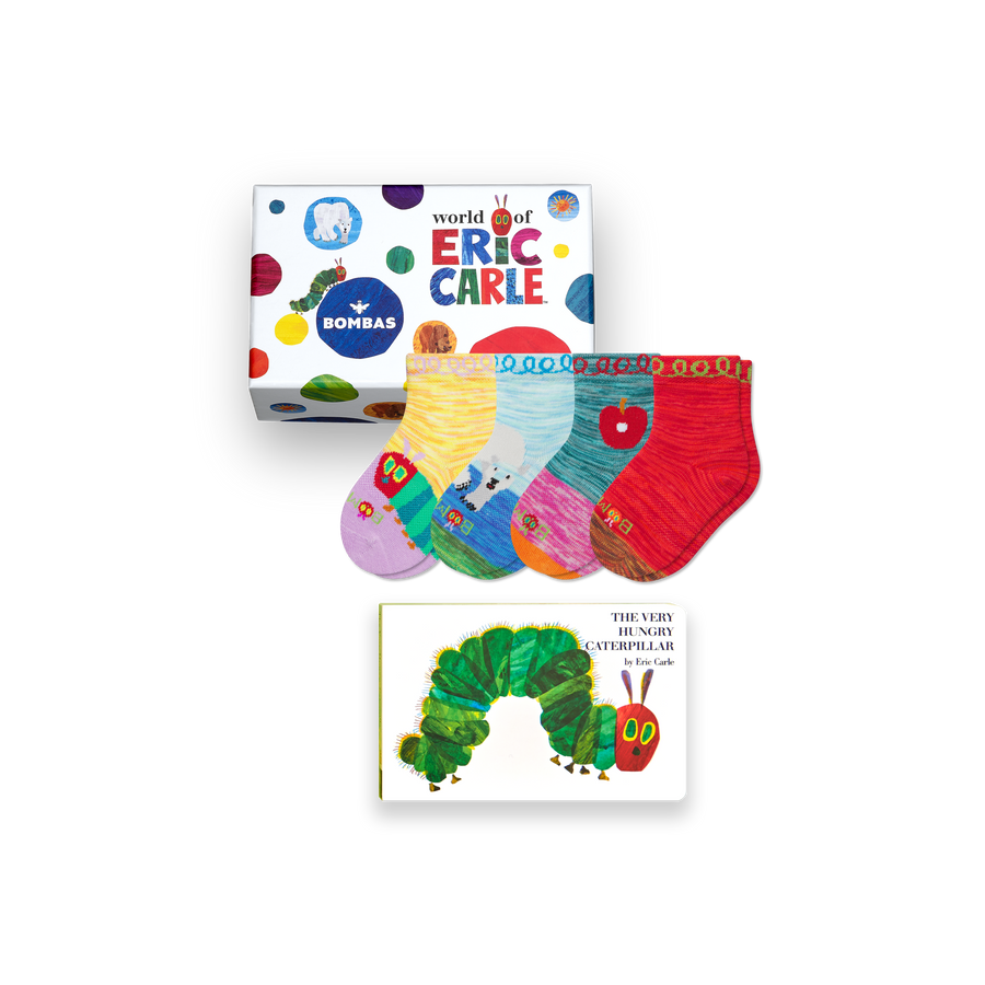 Toddler Eric Carle Lightweight Calf Sock 4-Pack Gift Box & Book - Gift Travel Choice