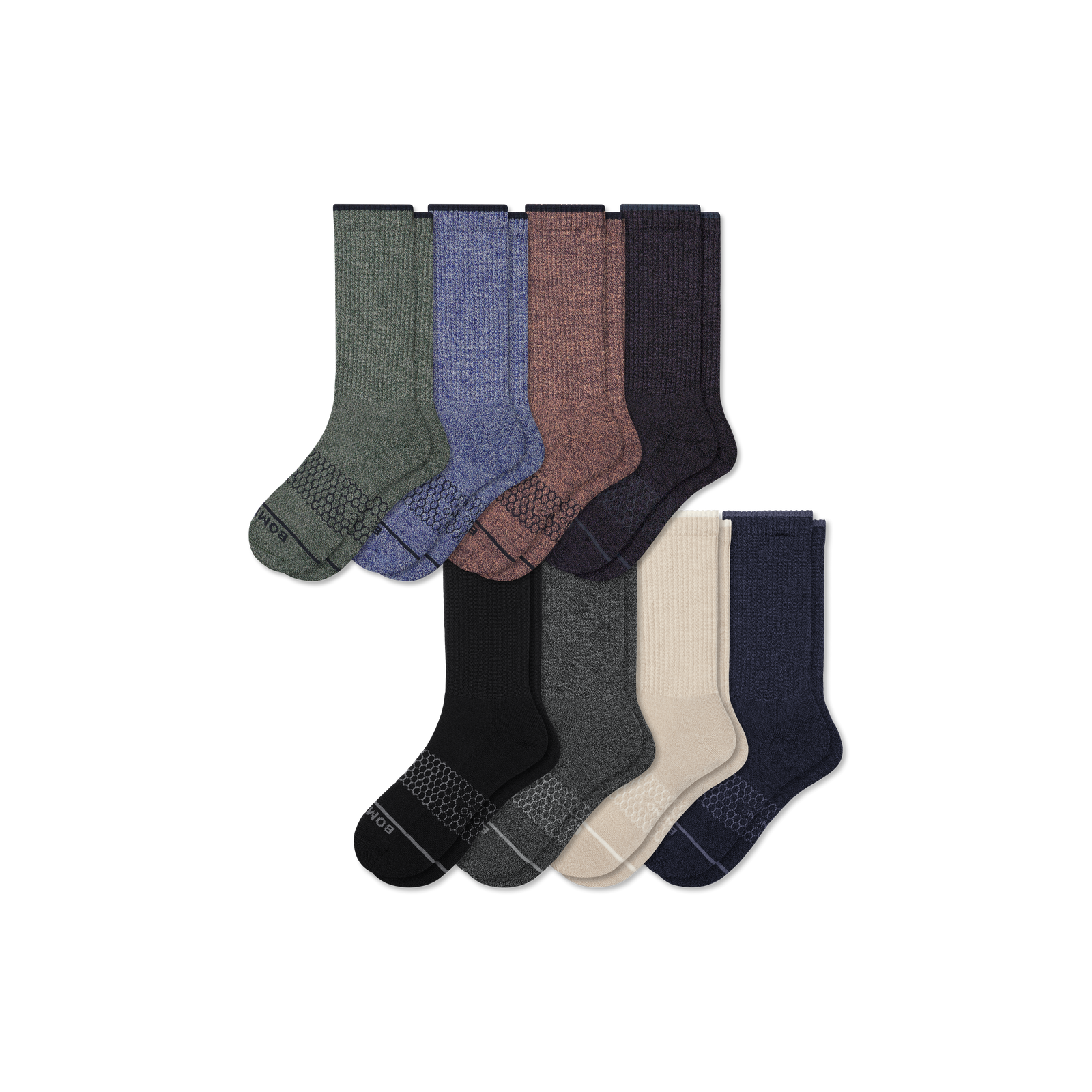 Men's Merino Wool Blend Calf Sock 8-Pack - Navy Glacier Multi Mix L