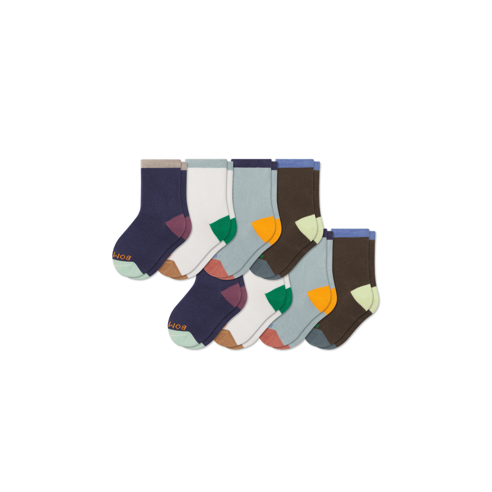 Junior Lightweight Calf Sock 8-Pack - Navy Moss Mix L