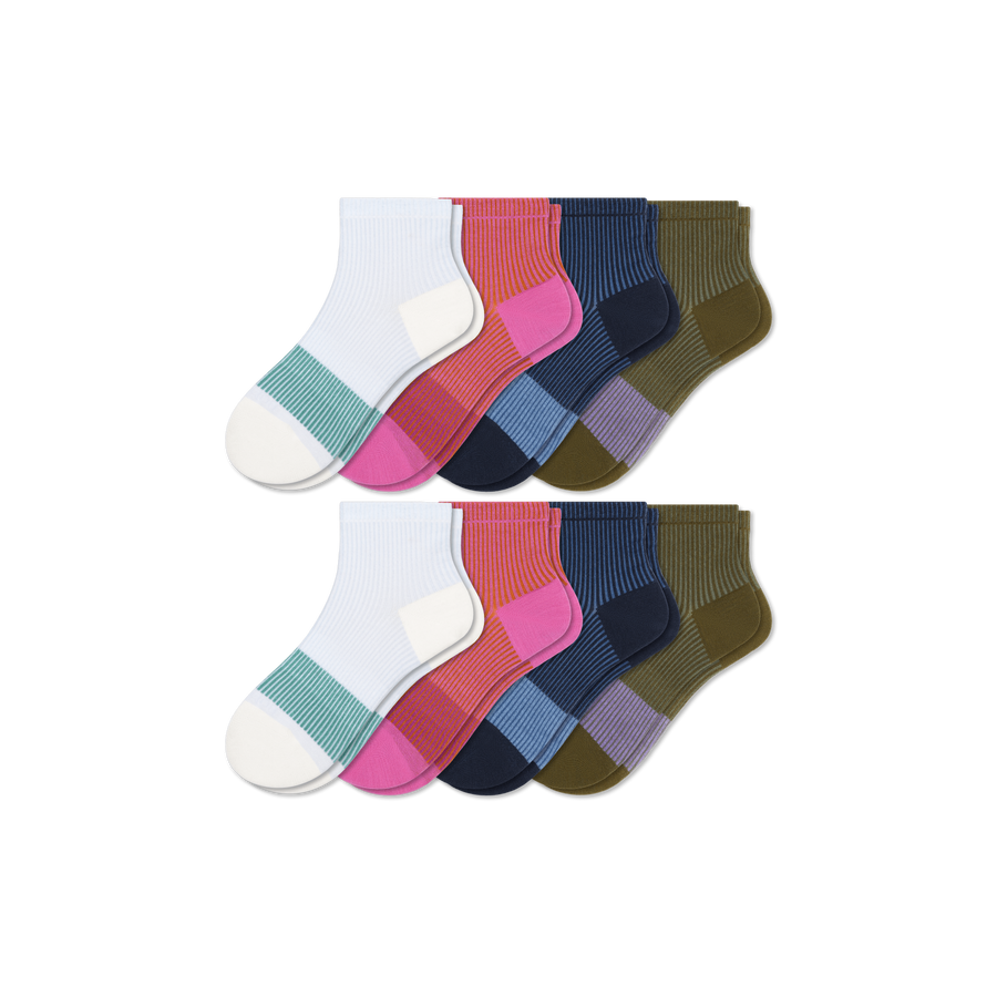 Youth Lightweight Quarter Sock 8-Pack - Run Crew Cushion