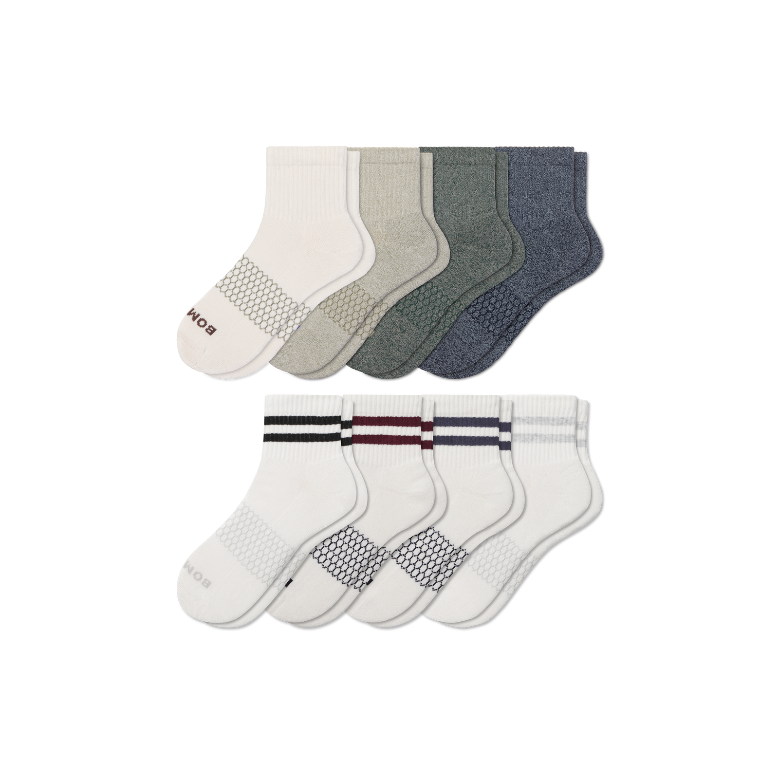Men's Quarter Sock 8-Pack - navy stripe mix L