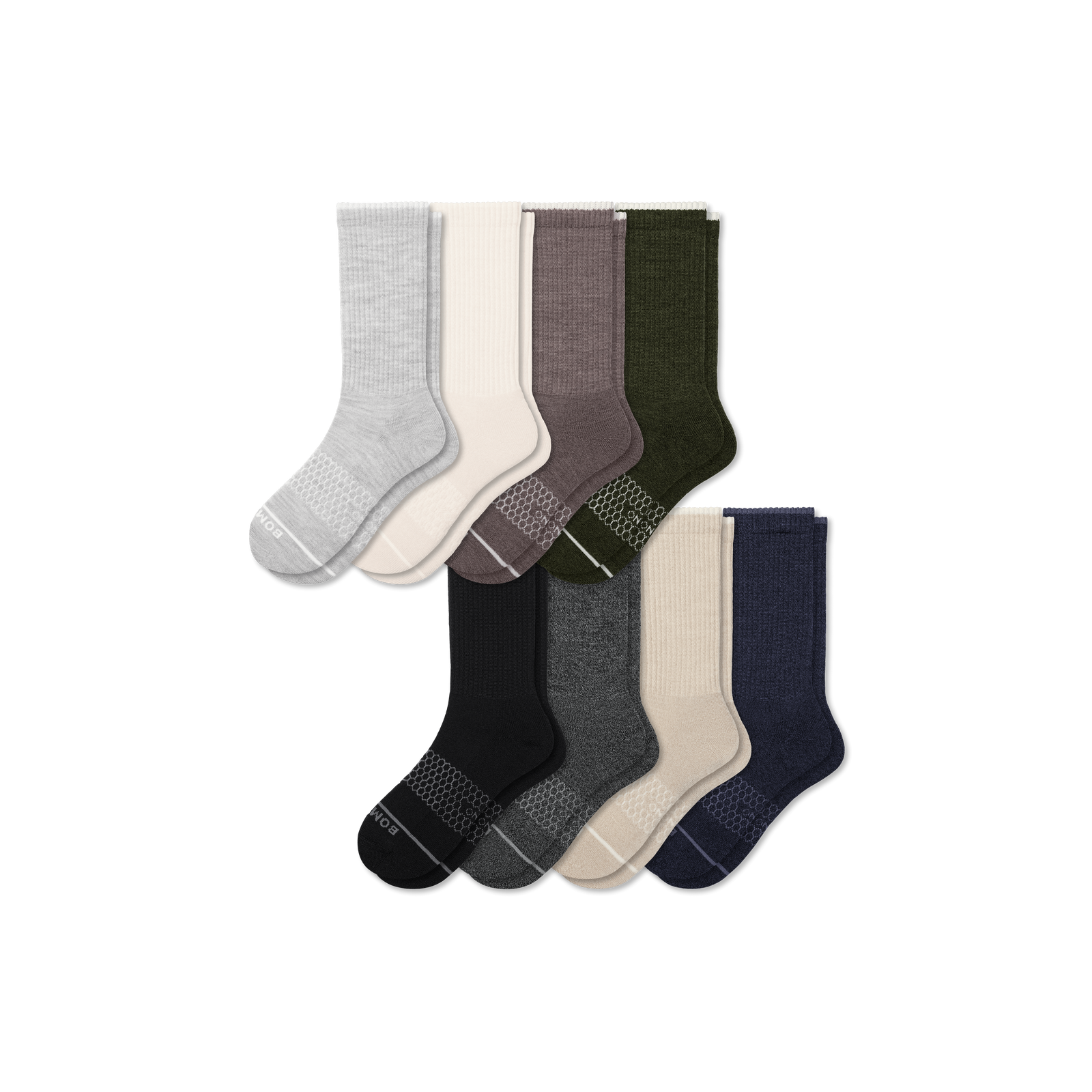 Men's Merino Wool Blend Calf Sock 8-Pack - Shades Mix