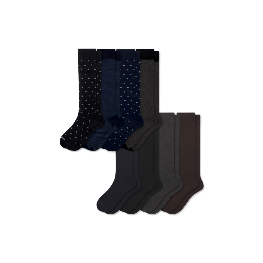 Men's Dress Over the Calf Sock 8-Pack - Cushion Crew Step