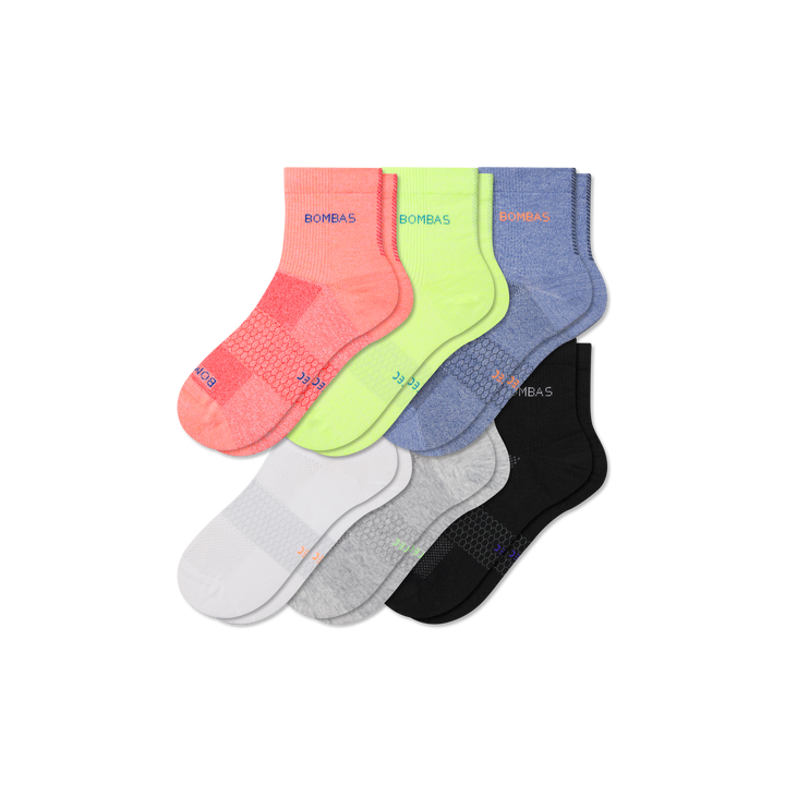UltraLite Sport Quarter Sock 6-Pack - Peach Yellow Mix L