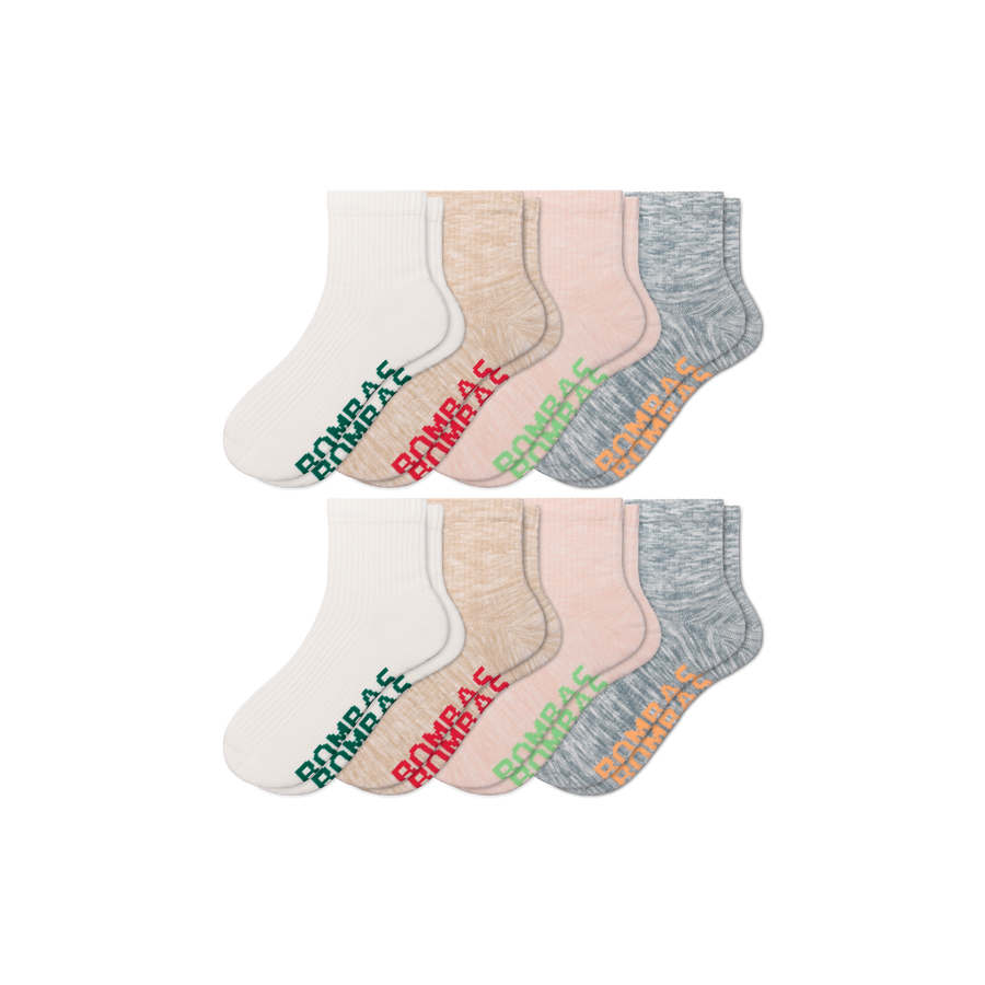 Women's Summer Ragg Quarter Sock 8-Pack - Easy Ankle Cushion