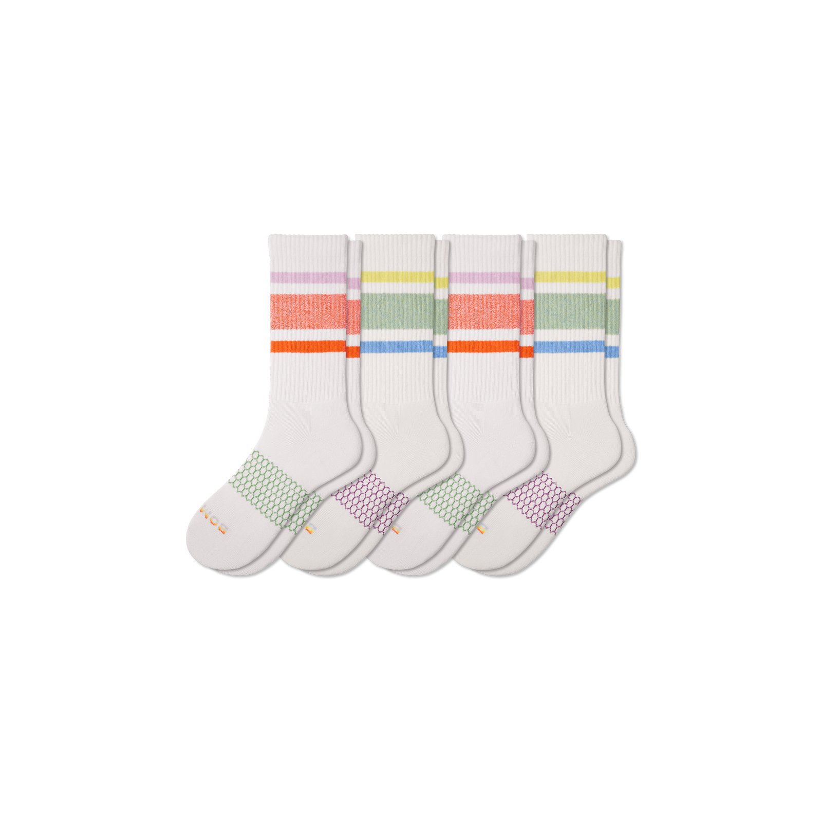 Pride Calf Sock 4-Pack - Rainbow Varsity Mix L