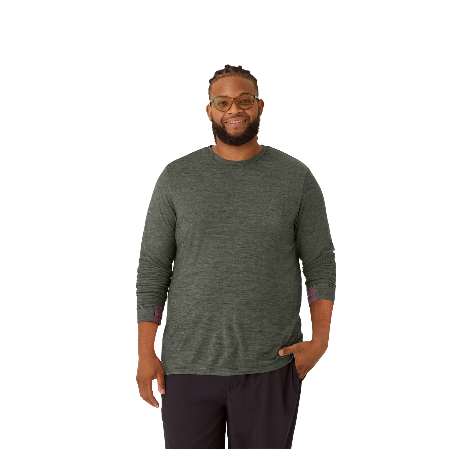 Merino Wool Crew Neck Long Sleeve T-Shirt Raw Umber MO1
