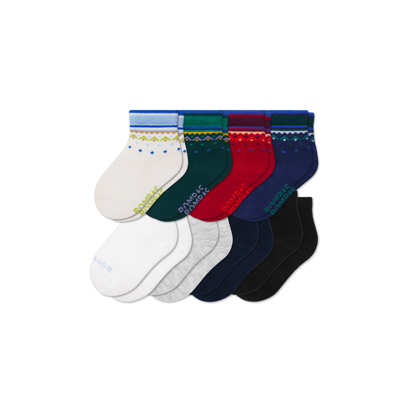 Toddler Lightweight Calf Sock 8-Pack - Red Neutrals Mix L