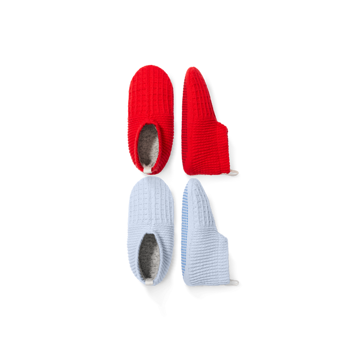 Youth Waffle Gripper Slipper 2-Pack - Red Sky & Halo Blue L