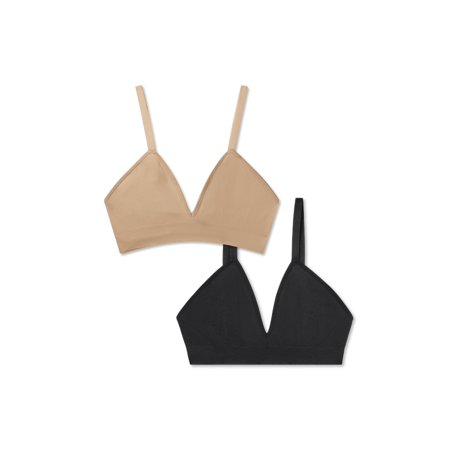Women's Seamless Triangle Bralette 2-Pack - Classic Comfort Support