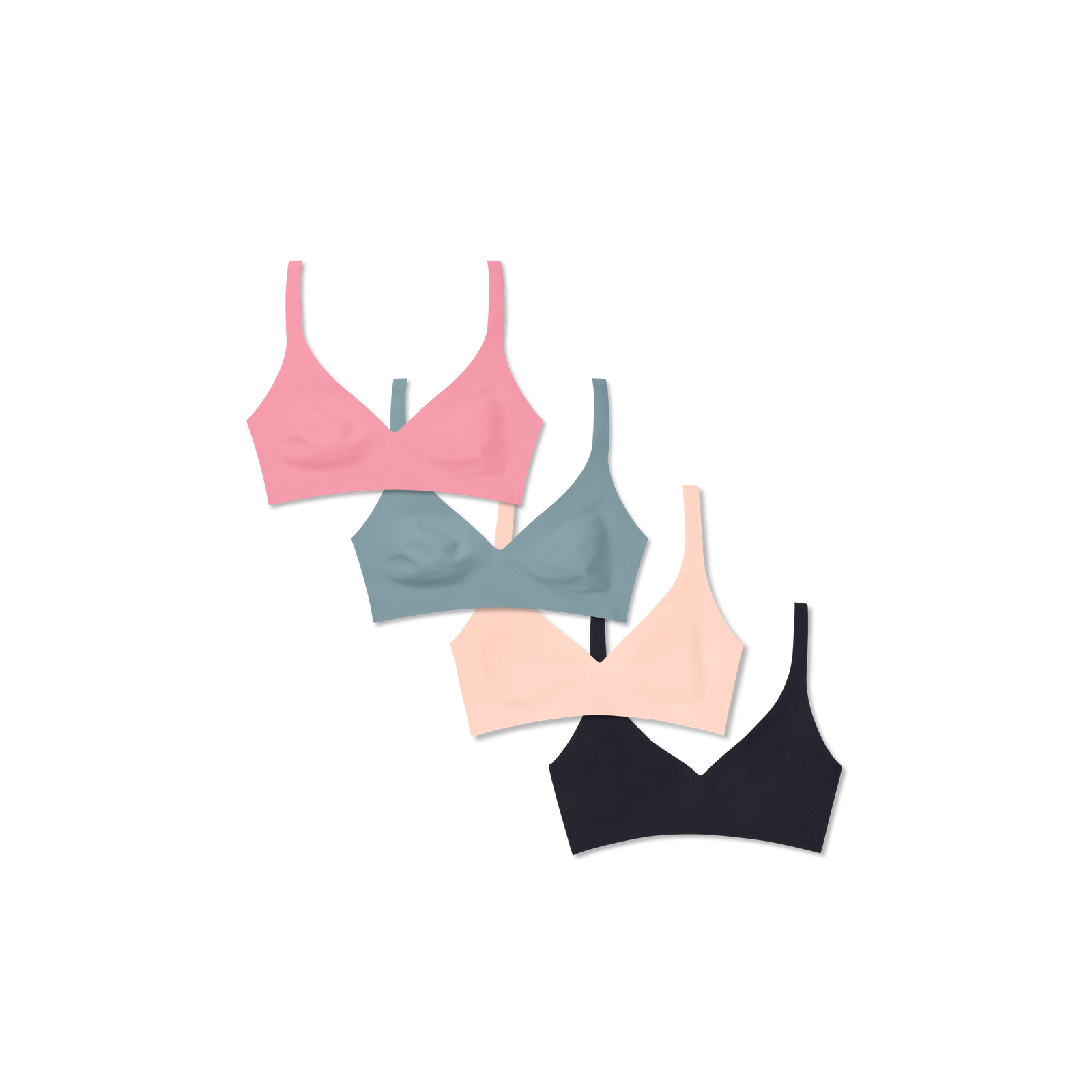 Womenâ€™s No Show Plunge Bralette 4-Pack - Sea Storm Rose Mix L