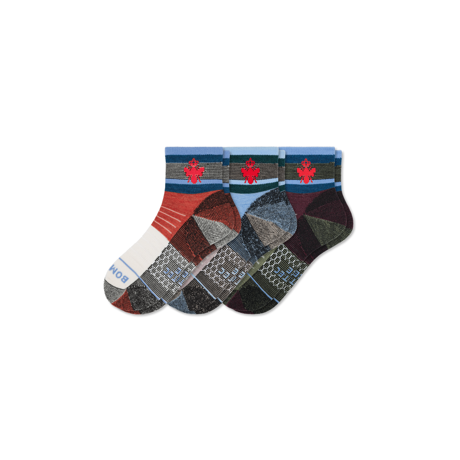 Cotopaxi x Bombas Merino Wool Blend Hiking Quarter Sock 3-Pack - Steady Crew Support