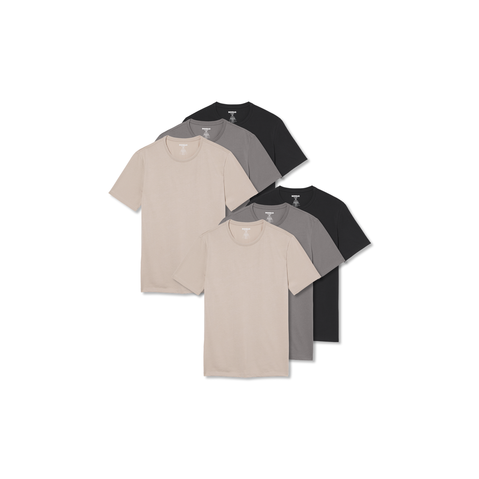 Men's Pima Cotton Slim Crew Neck T-Shirt 6-Pack - Taupe Boulder Mix