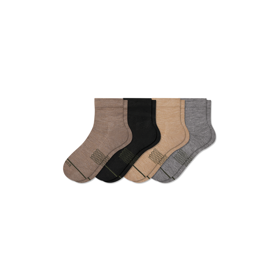 Men's Merino Wool Blend Modern Rib Quarter Sock 4-Pack - Active Weekend Move