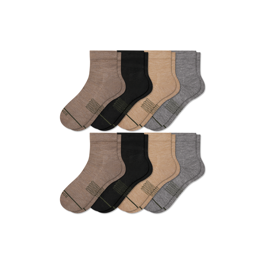 Men's Merino Wool Blend Modern Rib Quarter Sock 8-Pack - Cushion Weekend Move