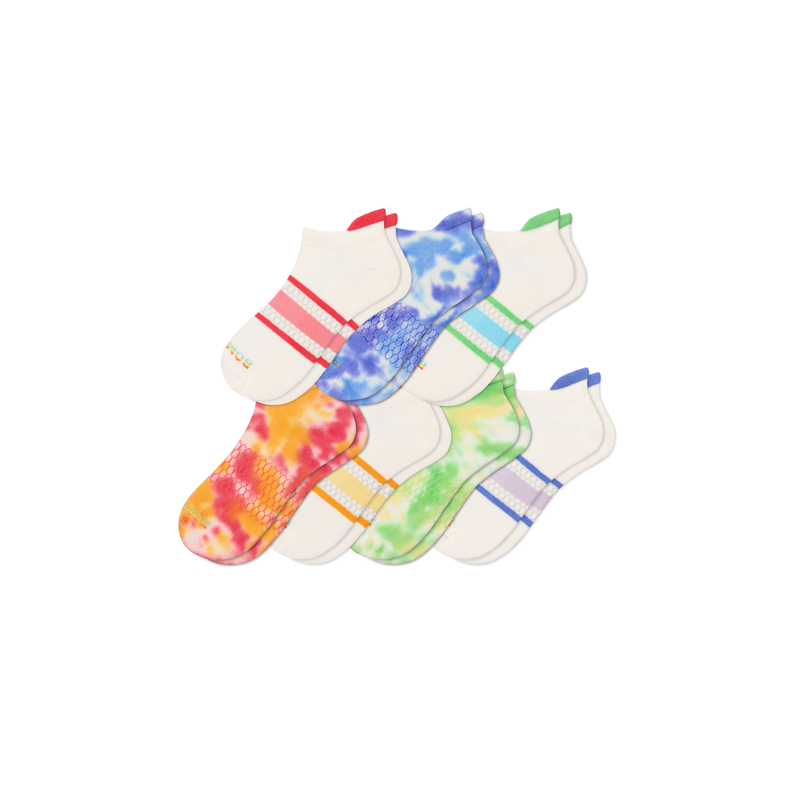 Week of Pride Ankle Sock 7-Pack - tie dye stripe mix L