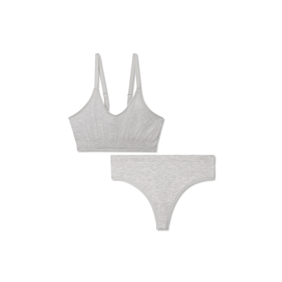 Women's Seamless Scoop Bralette + Thong Pack - Stretch Layer Ease