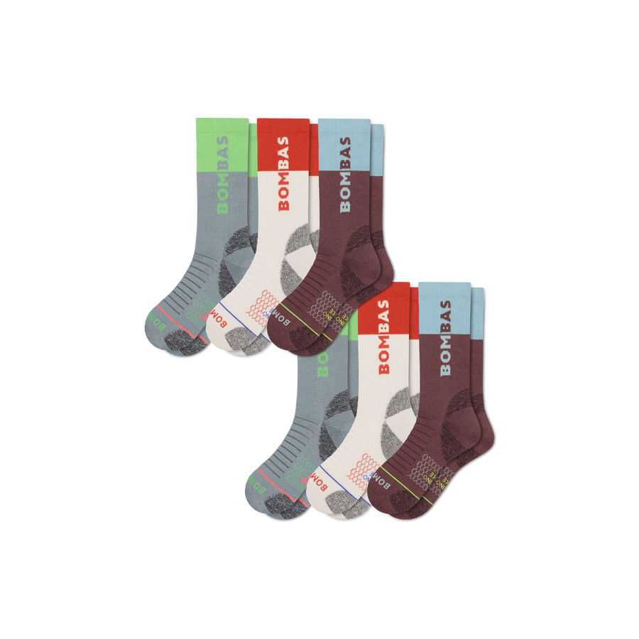 Men's Merino Wool Blend Hiking Calf Sock 6-Pack - Cushion Hike Step