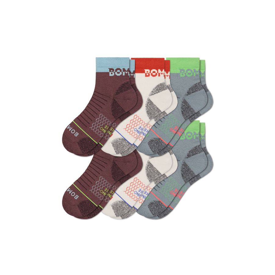 Women's Merino Wool Blend Hiking Quarter Sock 6-Pack - Trail Studio Support