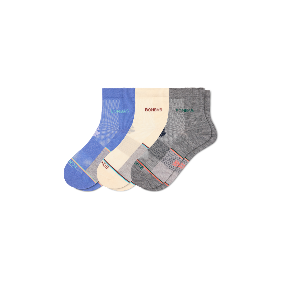 Women's UltraLite Sport Merino Wool Blend Quarter Sock 3-Pack - Easy Studio Cushion