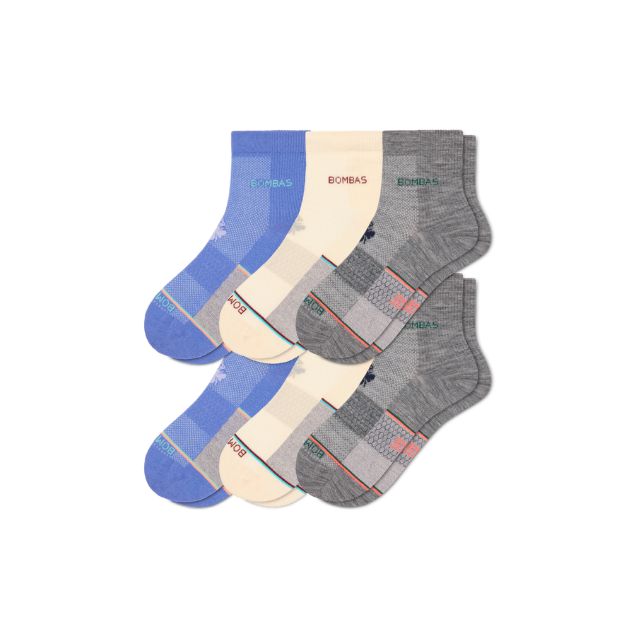 Women's UltraLite Sport Merino Wool Blend Quarter Sock 6-Pack - Cozy Weekend Fit