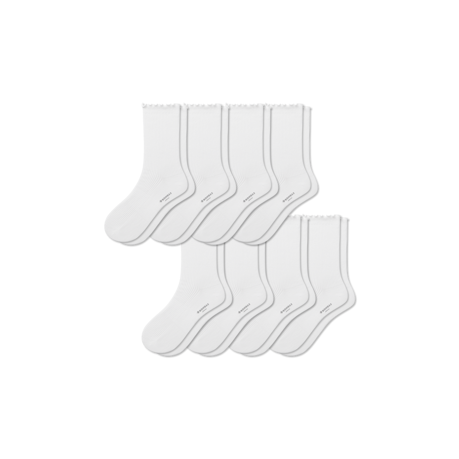 Women's Ruffle Rib Half Calf Sock 8-Pack - Run Travel Wear