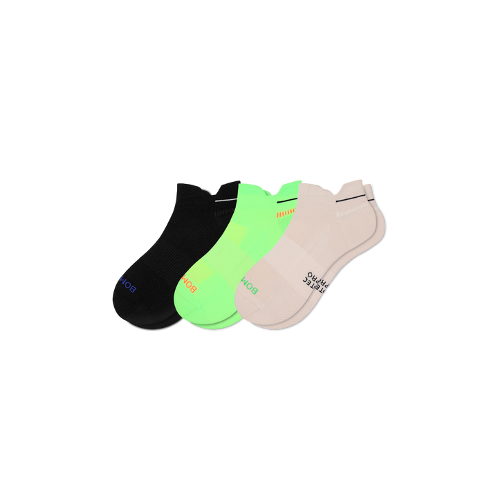 Men's RunPro Ankle Sock 3-Pack - white lime mix L